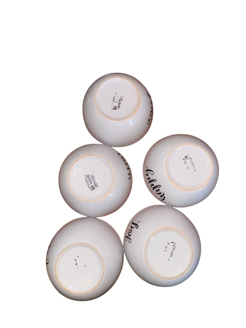 Set Of 5 Signature Housewares Ceramic Bowls With Inspirational Text: Happy Grate - Picture 2 of 6